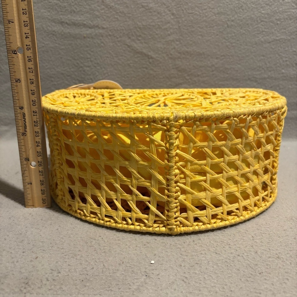 NEW House of Harlow Handwoven Hand Bag Purse Raffia Yellow Gold Vacation Resort - Picture 11 of 11